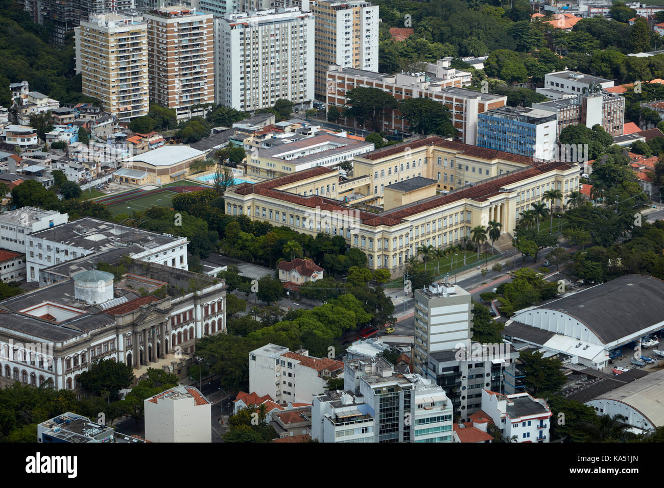 Instituto Benjamin Constant, visto dal Pan di zucchero, Rio de Janeiro, Brasile, Sud America Foto Stock