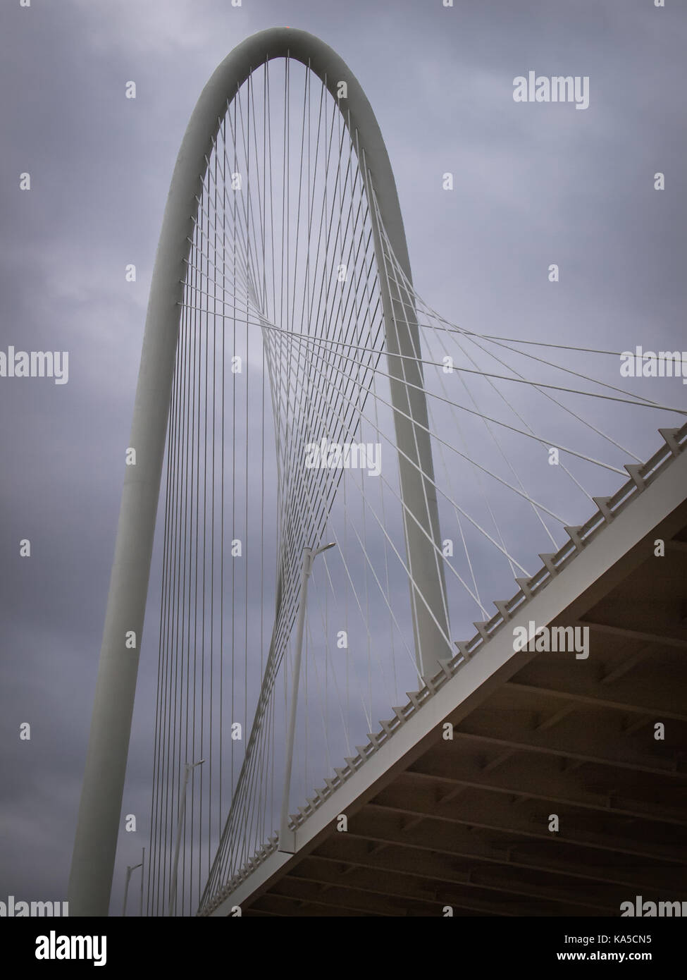 La nuova costruzione (2012) Margaret Hunt Hill bridge, progettato da Santiago Calatrava, portando in Dallas, Texas. Foto Stock