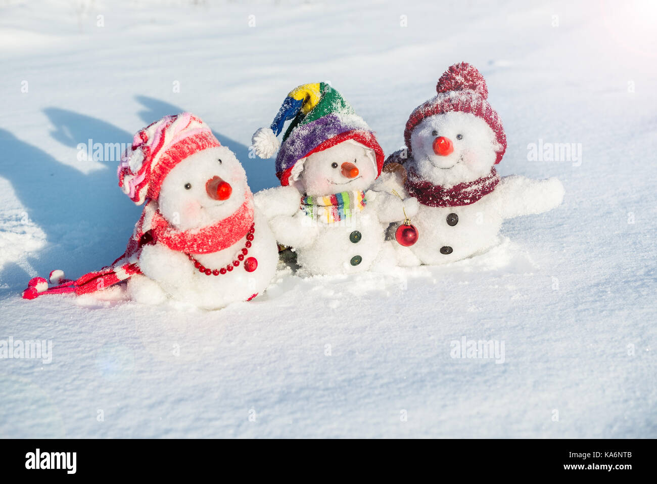 Pupazzo di neve happy family Foto Stock