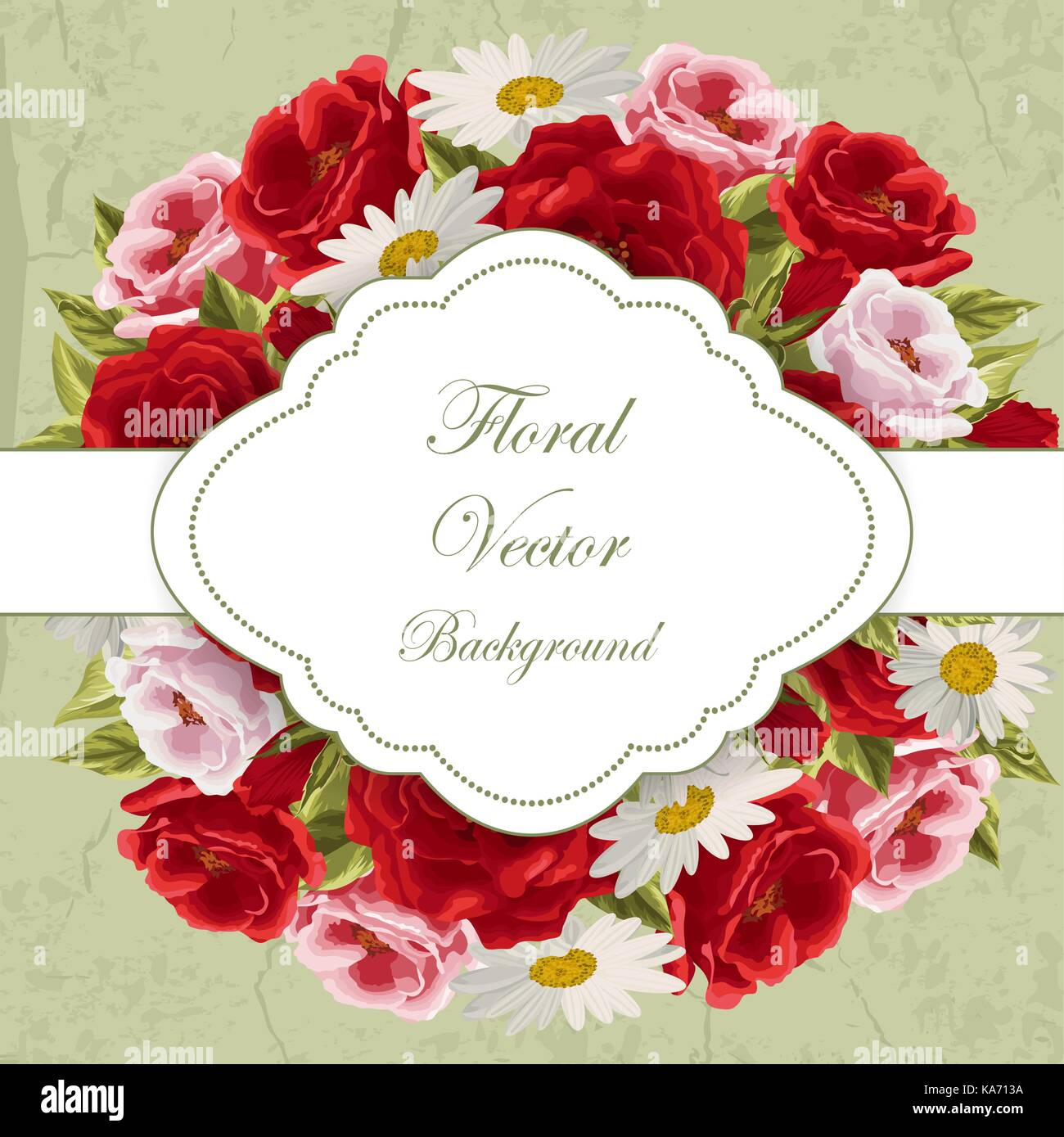 Scheda vintage con fiori Illustrazione Vettoriale