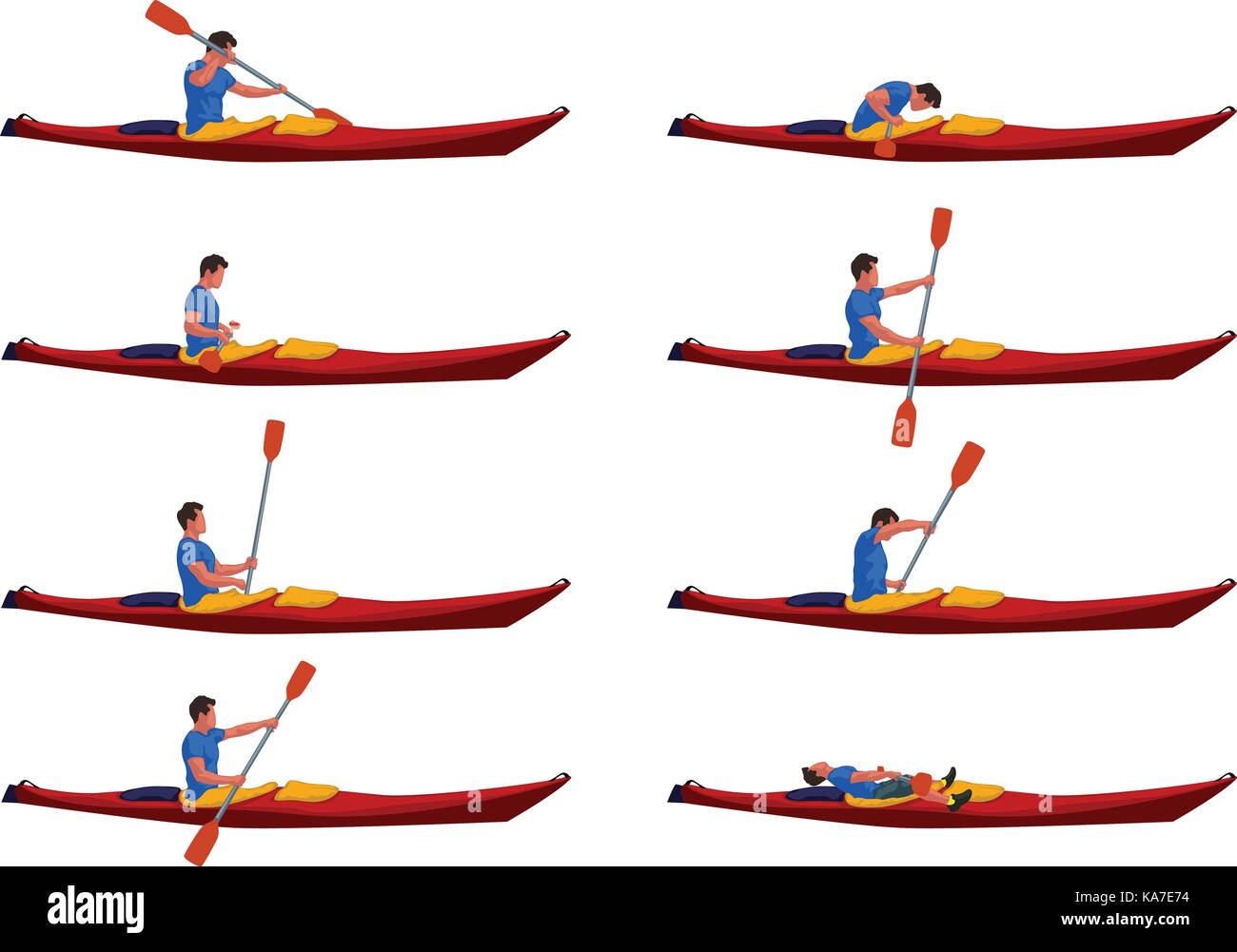 Uomo in kayak set 01 Illustrazione Vettoriale