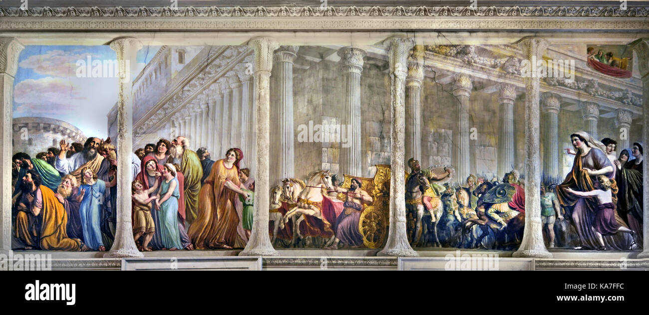 Stanza dell'Arca a Palazzo Pitti Firenze Italia da Giovanni Battista Caracciolo (Battistello) 1578-1635 del xvii secolo . Nel 1816, il soffitto è stato affrescato da Luigi Ademollo 1764 - 1849 con Noè entrando in Gerusalemme con l'arca. (L'arca del patto - Arca della Testimonianza ) è un oro-coperto cassa di legno con coperchio descritto nel libro dell Esodo come contenente le due tavolette di pietra dei Dieci Comandamenti. Foto Stock