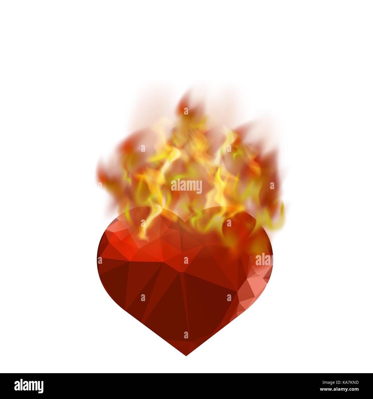 Cuore in fiamme di fuoco di fiamma Illustrazione Vettoriale