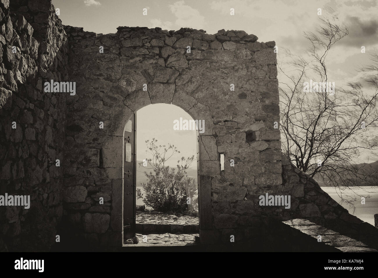L'entrata del castello di palamidi in nafplio Foto Stock