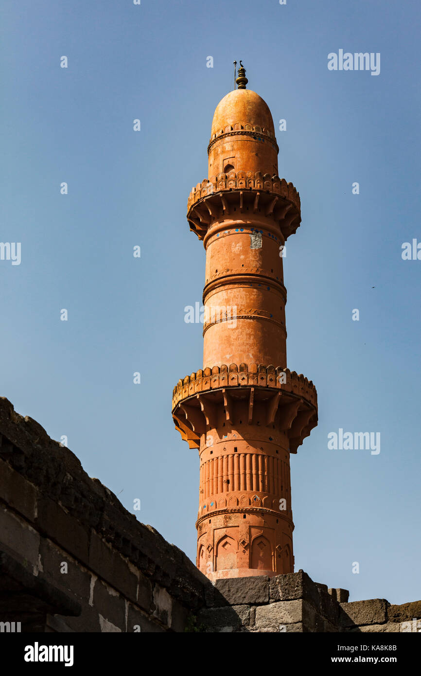 Chand minar daulatabad: Seconda torre più alto minarrete in India nei pressi di Aurangabad Foto Stock