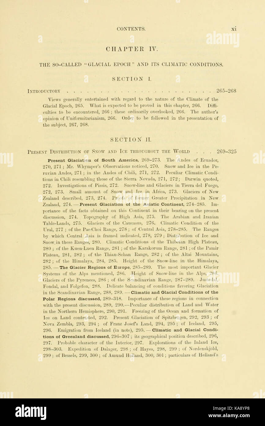 Le variazioni climatiche di seguito i tempi geologici (pagina xi) BHL4305047 Foto Stock
