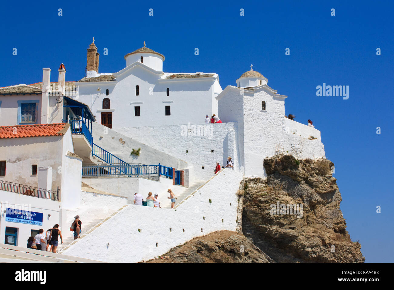 Chiesa ortodossa in Skopelos island in Grecia Foto Stock