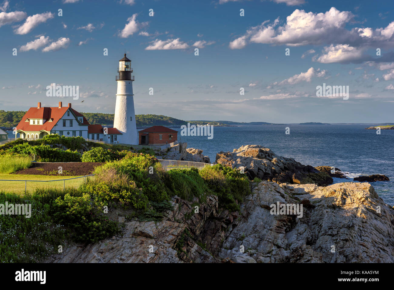 Portland Capo Faro di Cape elizabeth, Maine, Stati Uniti d'America. Foto Stock