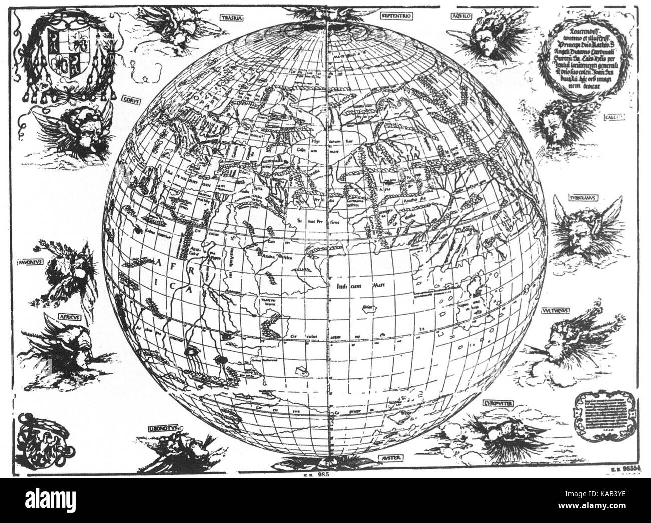 Stabius Durer mappa del mondo Foto Stock