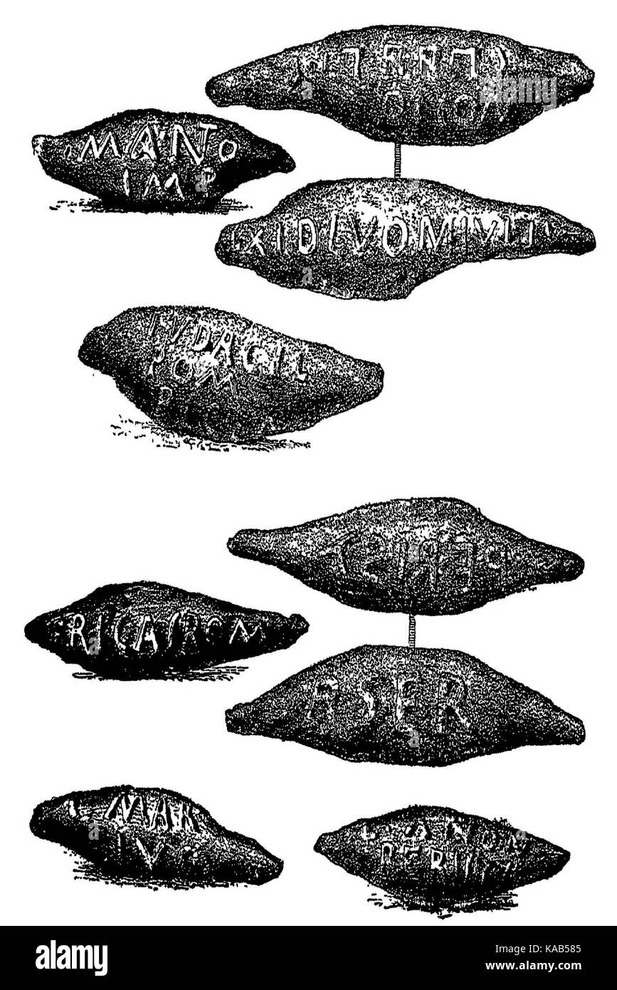 Imbracare missili trovato alla Asculum Foto Stock