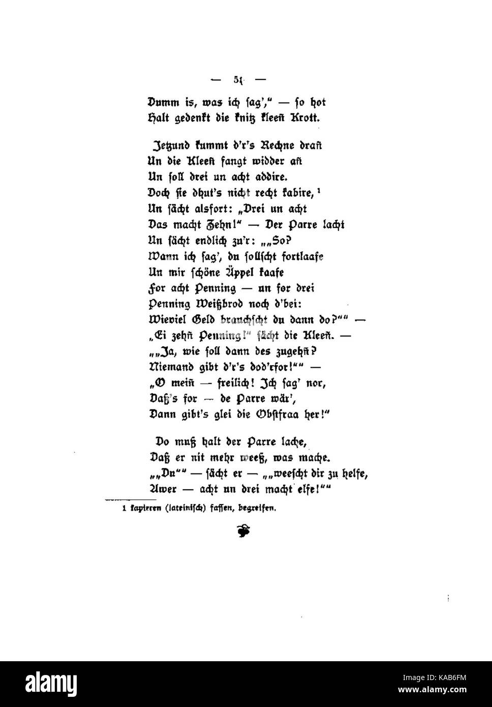 Questa immagine presenta uno spettacolo teatrale tradizionale tedesco, intitolato "Schnoke un Schbuhze". Mette in evidenza una forma d'arte regionale con spettacoli e narrazioni che riflettono il folklore e la cultura locali. Foto Stock