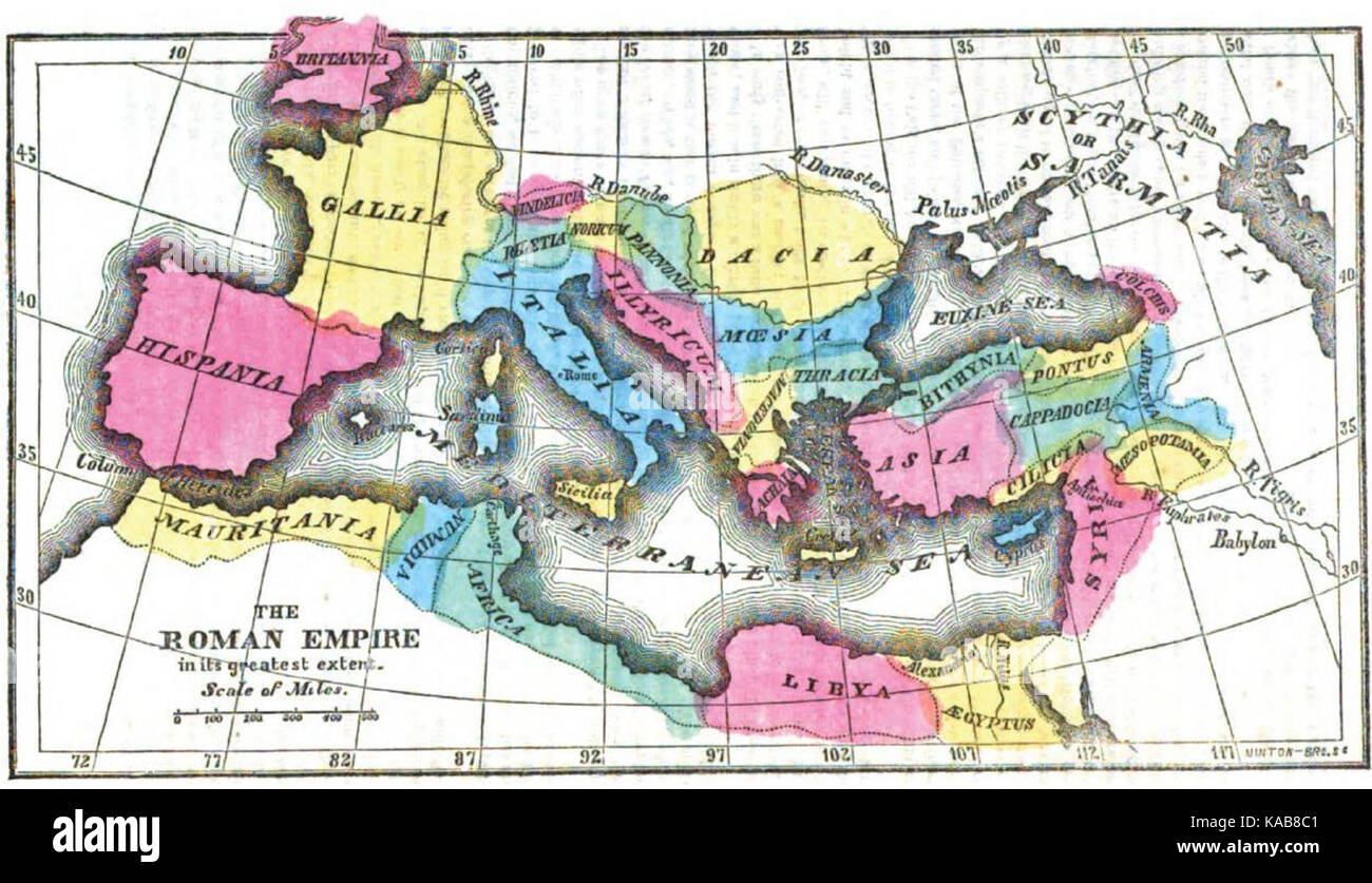 Impero romano nella sua massima estensione Foto Stock