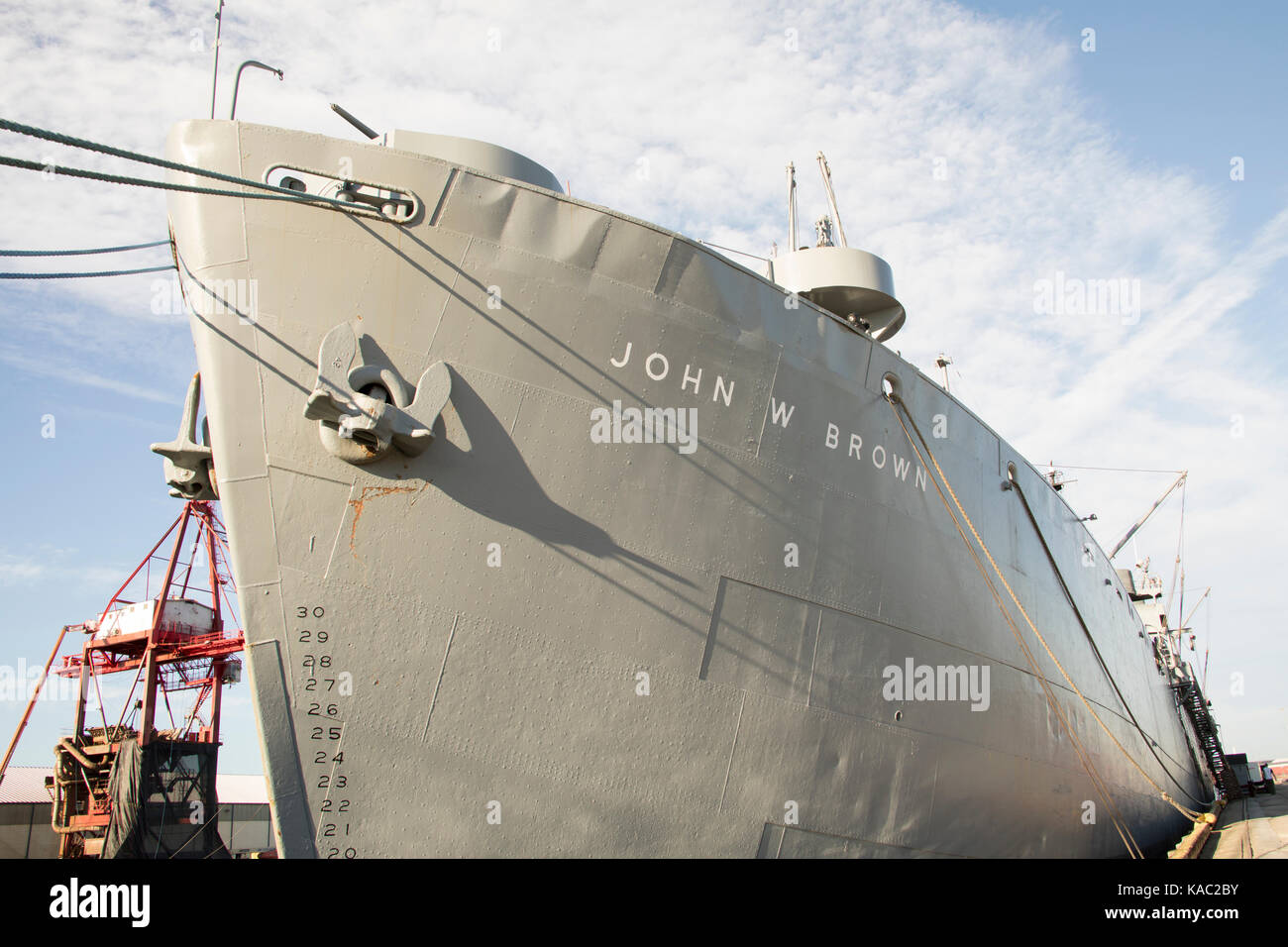 Baltimore, MD - 23 Settembre 2017 : scafo della USS John W Brown Libery nave ormeggiata al Porto di Balitmore Foto Stock