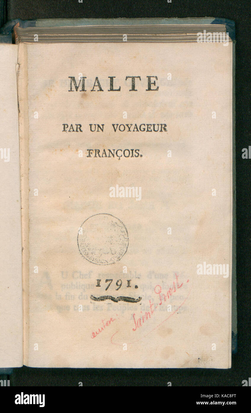 Un riferimento storico o geografico a Saint Priest Malte, un luogo o una figura associati al nome di Saint Priest a Malta, forse legato alla storia regionale. Foto Stock