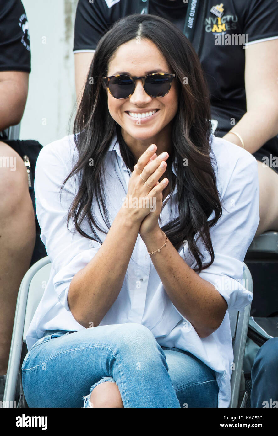 Meghan markle orologi di una sedia a rotelle partita di tennis al 2017 invictus games a Toronto in Canada. Foto Stock