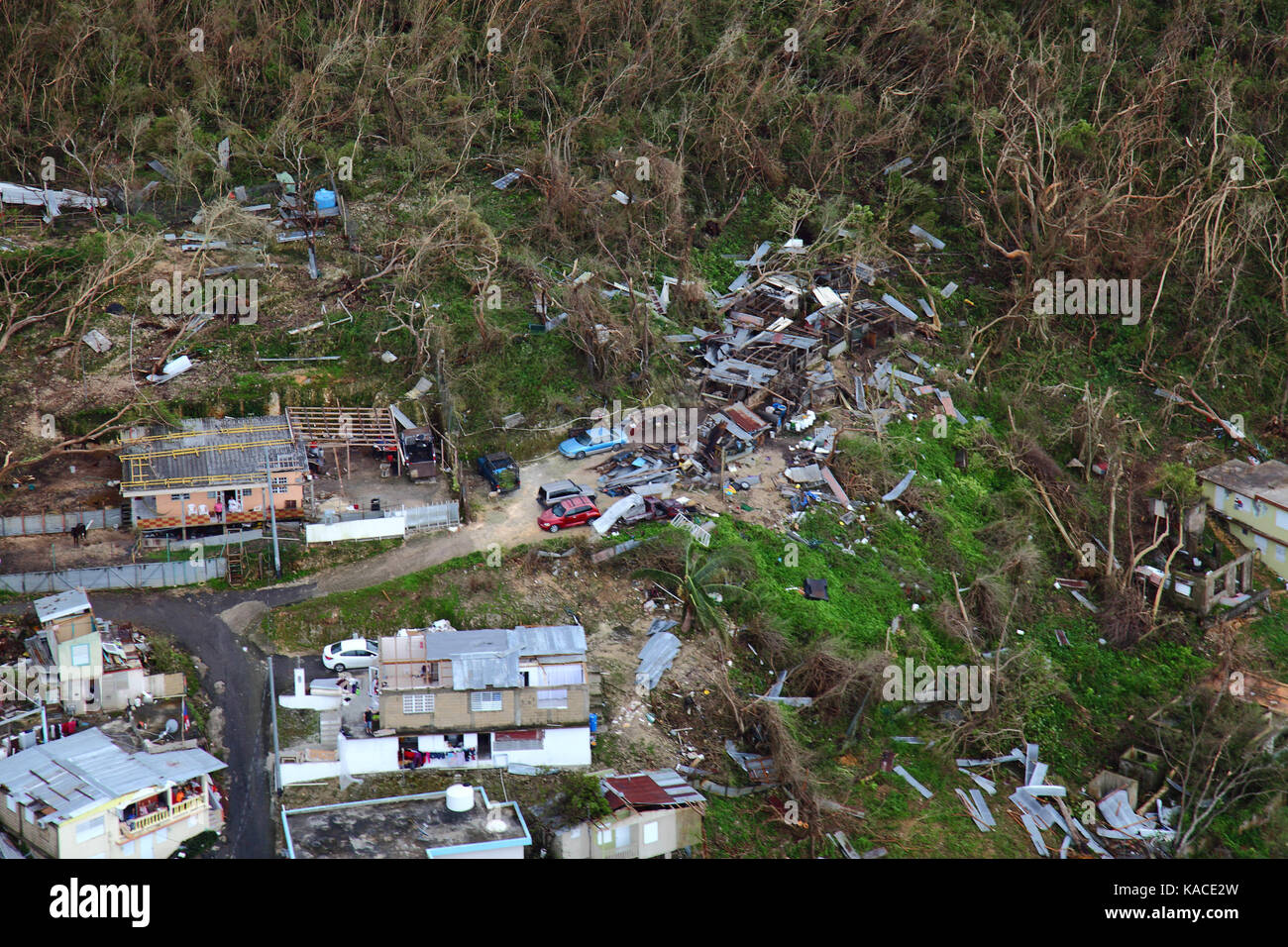 Danni causati dall'uragano Maria in Puerto Rico Foto Stock