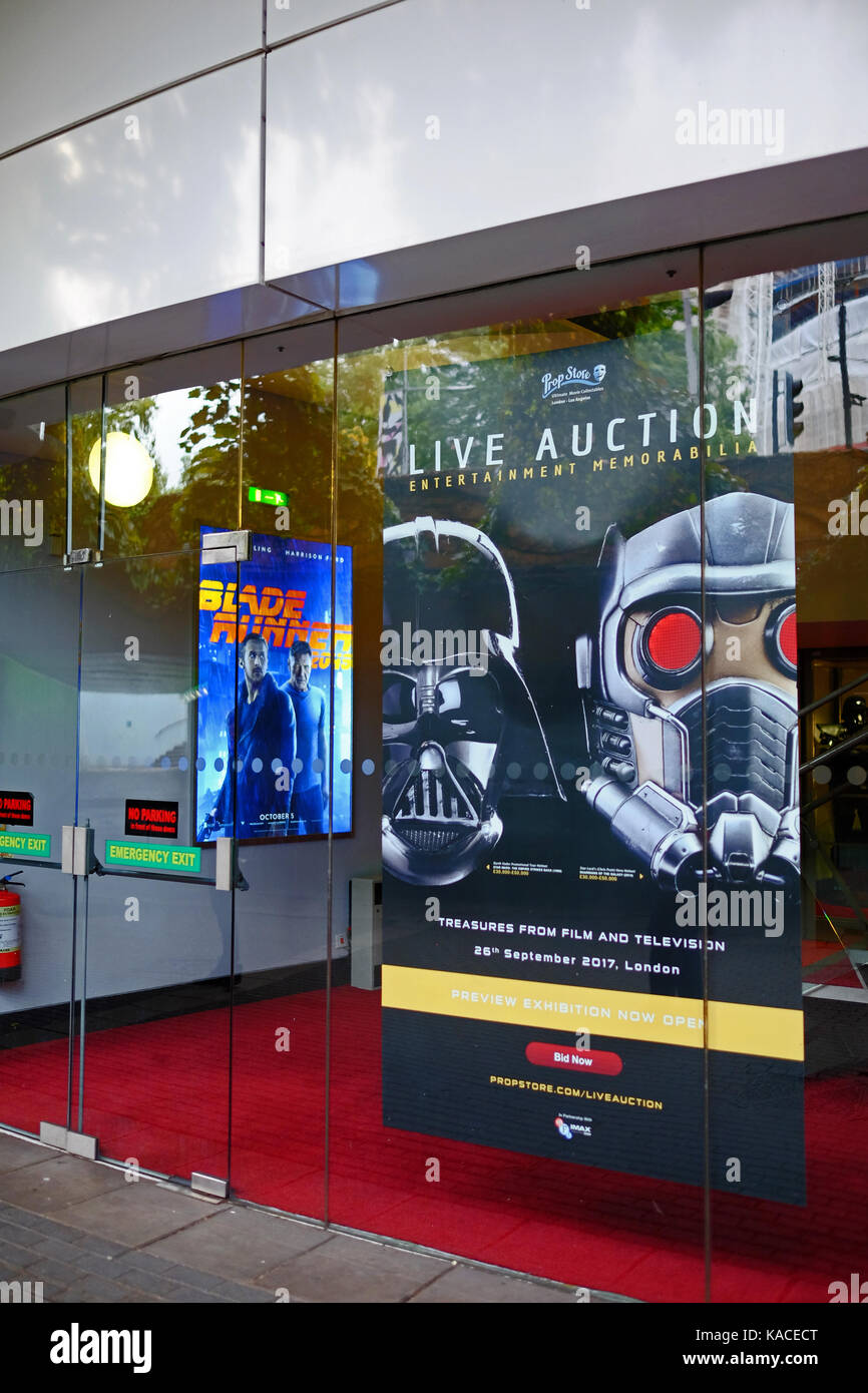 Esposizione in anticipo del live auction al BFI IMAX il 26 settembre 2017 della TV e i cimeli del filmato Foto Stock
