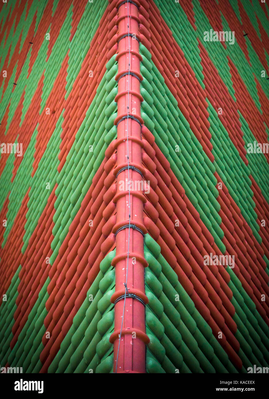 Il rosso e il verde tegole del tetto della basilica di Santa Maria Maddalena Chiesa di Wroclaw, Polonia Foto Stock