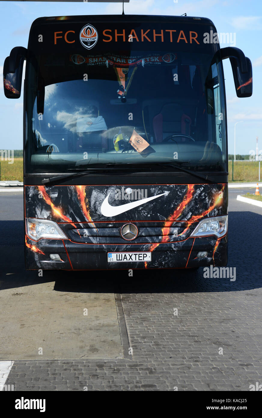 FC Shakhtar Donetsk bus che la squadra in una partita. Foto Stock