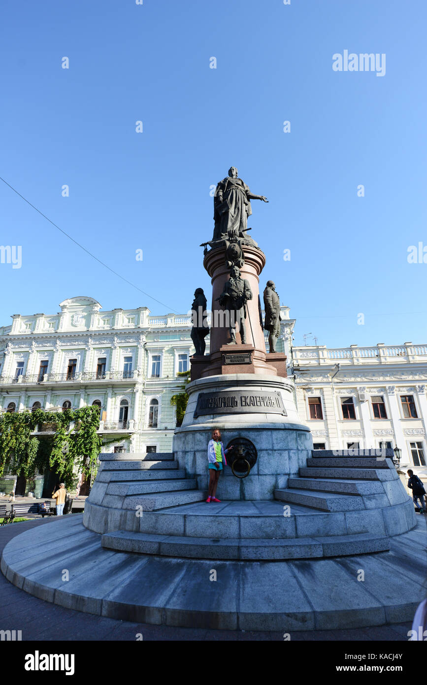 Monumento ai fondatori di Odessa a piazza Ekaterininskaya in Odessa. Foto Stock