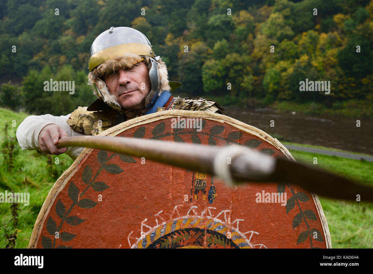 Soldato Romano della fine del II inizio III secolo D.C. come le truppe che presidia la guarnigione a Trimontium sarebbe apparso. Foto Stock