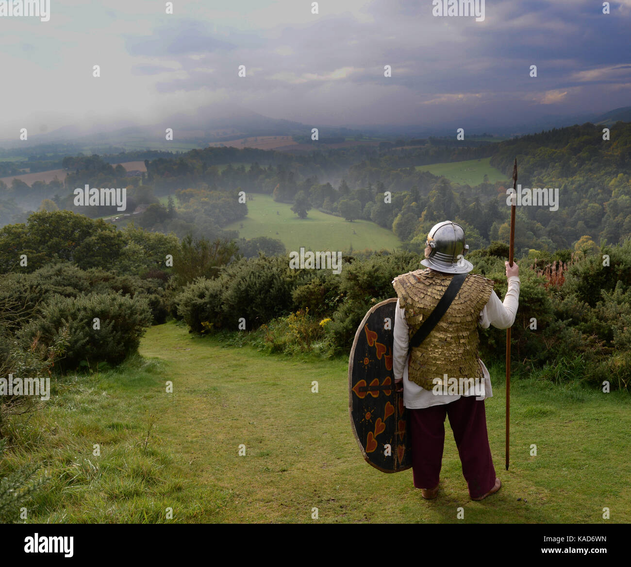 Soldato Romano della fine del II inizio III secolo D.C. come le truppe che presidia la guarnigione a Trimontium sarebbe apparso. Foto Stock