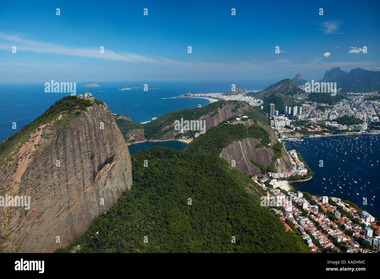 Pan di zucchero (Pão de Açúcar), Urca, e Botafogo, Rio de Janeiro, Brasile, Sud America - aereo Foto Stock Pan di zucchero (Pão de Açúcar), Urca, e Botafogo, Rio de Janeiro, Brasile, Sud America - aereo Foto Stock