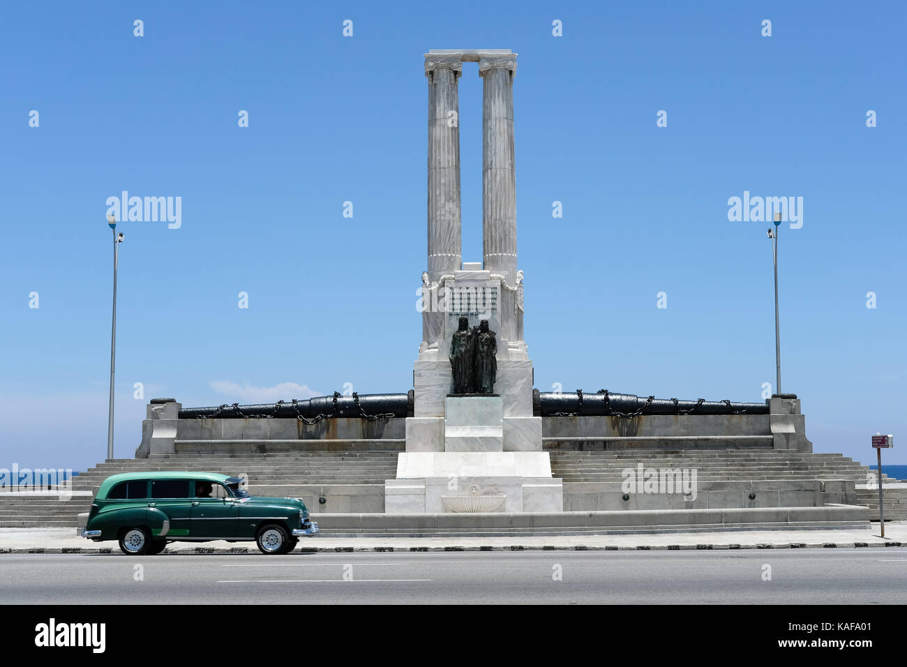 Il monumento alle vittime della USS Maine sul Malecon nel quartiere Vedado de L Avana, Cuba. Foto Stock