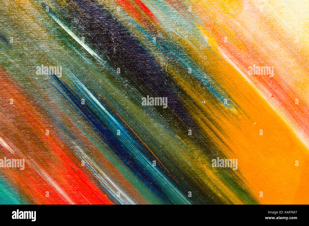 Acquerello grande diagonale pennellate sulla Canvas: rosso, blu, rosa, bianco, giallo o verde. Foto Stock