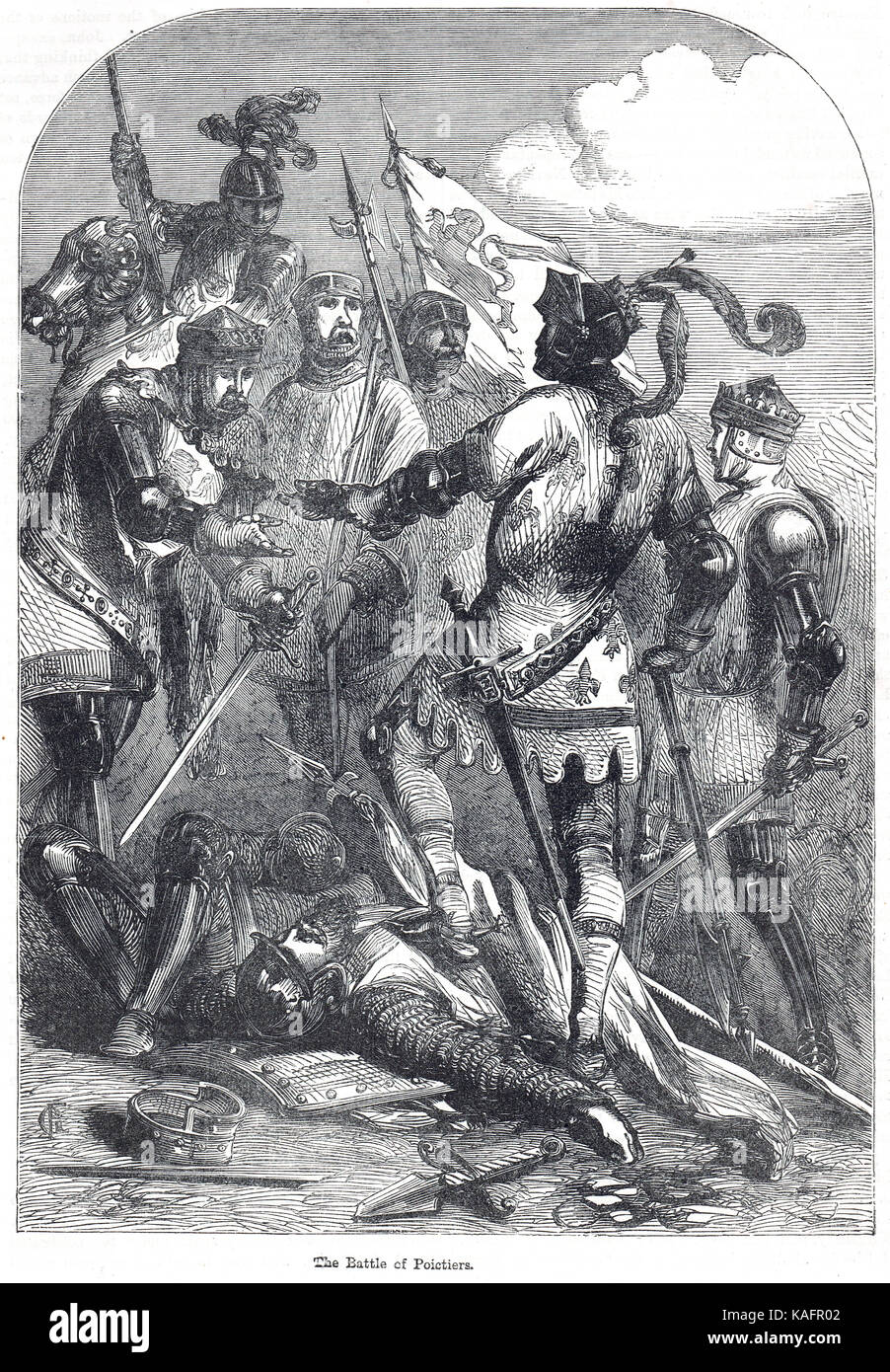 La battaglia di poitiers, Francia, 1356 Foto Stock