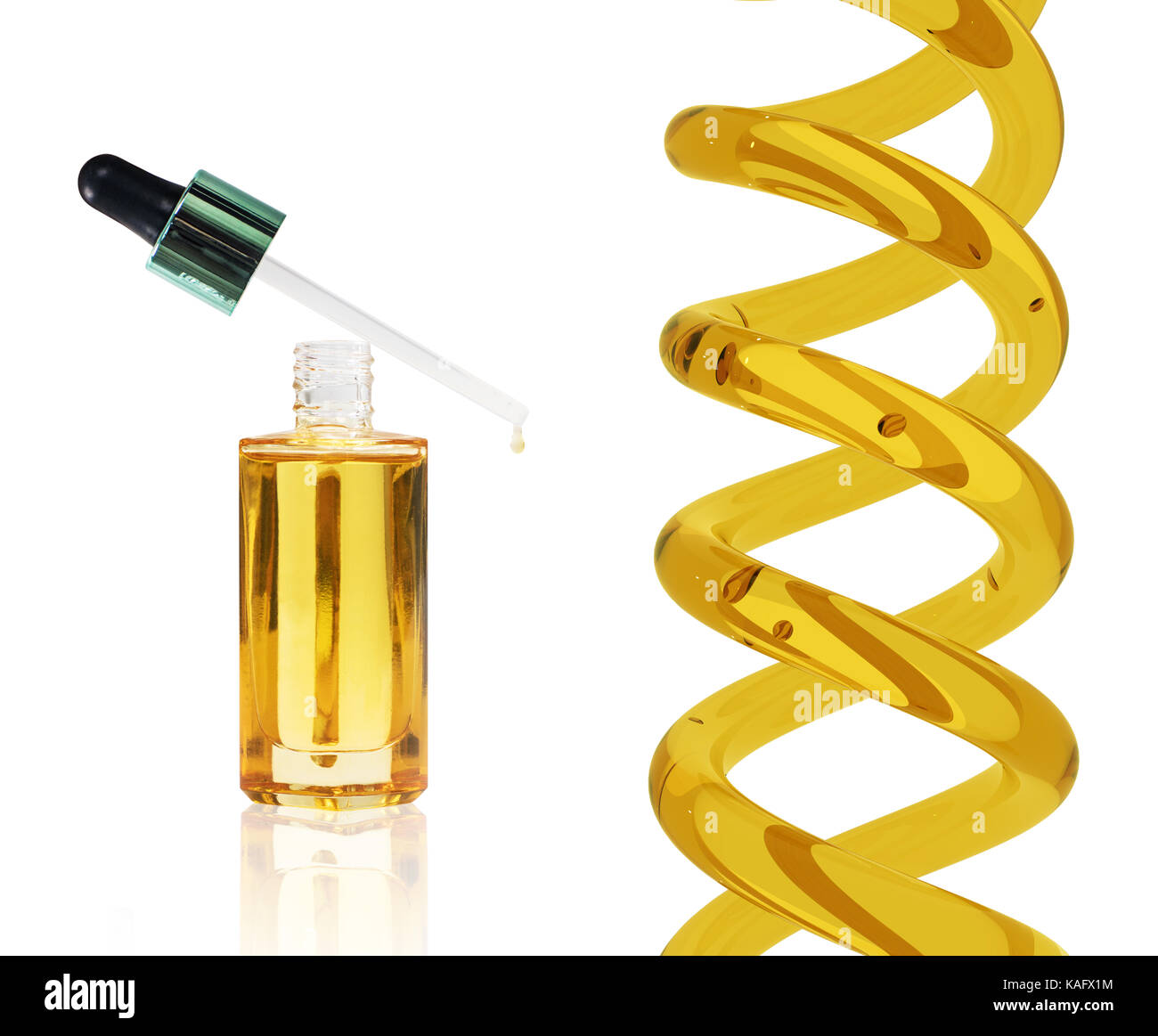 Cosmetic bottiglia di olio con una pipetta e spirale. Foto Stock