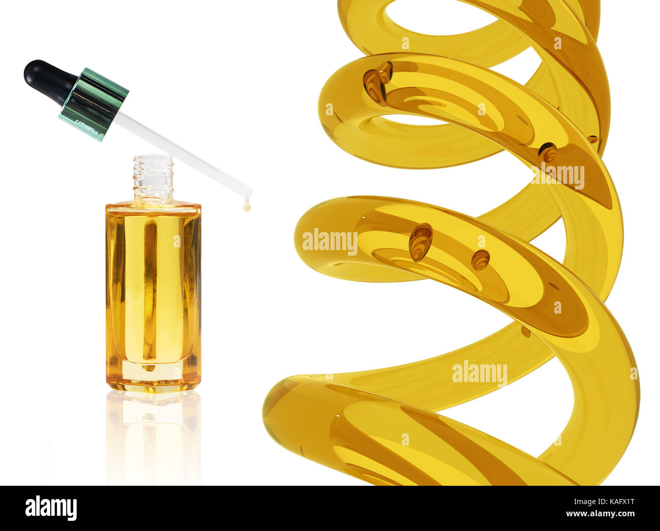 Cosmetic bottiglia di olio con una pipetta e spirale. Foto Stock