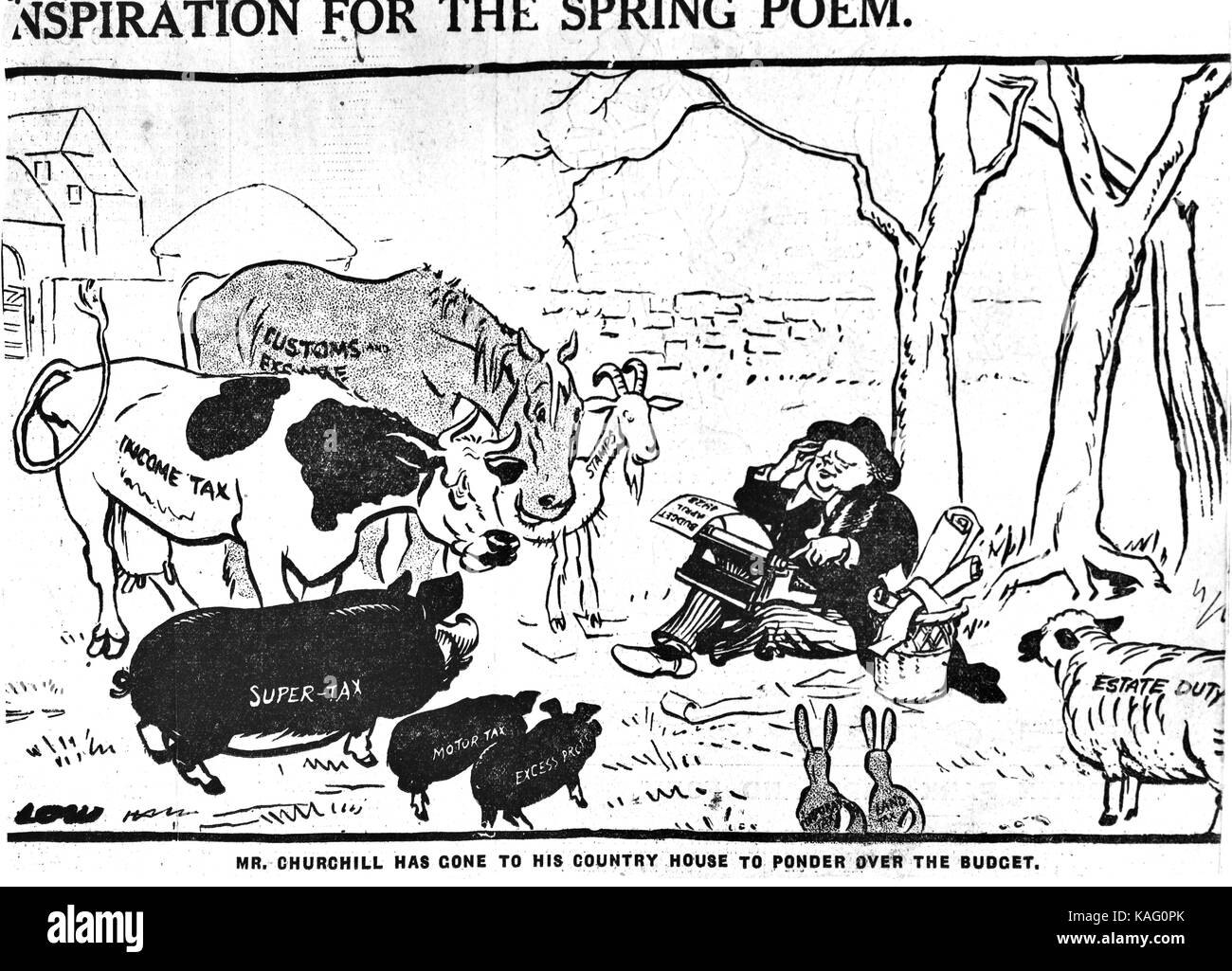 Churchill cartoon Foto Stock