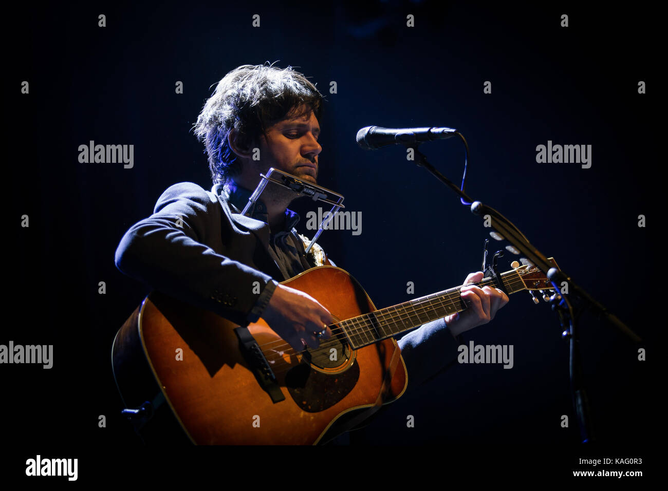 Il cantante americana, compositore e musicista Conor Oberst esegue un concerto dal vivo al Rockefeller di Oslo. Conor Oberst è noto anche dal indie rock band bright eyes. Norvegia, 23/01 2016. Foto Stock