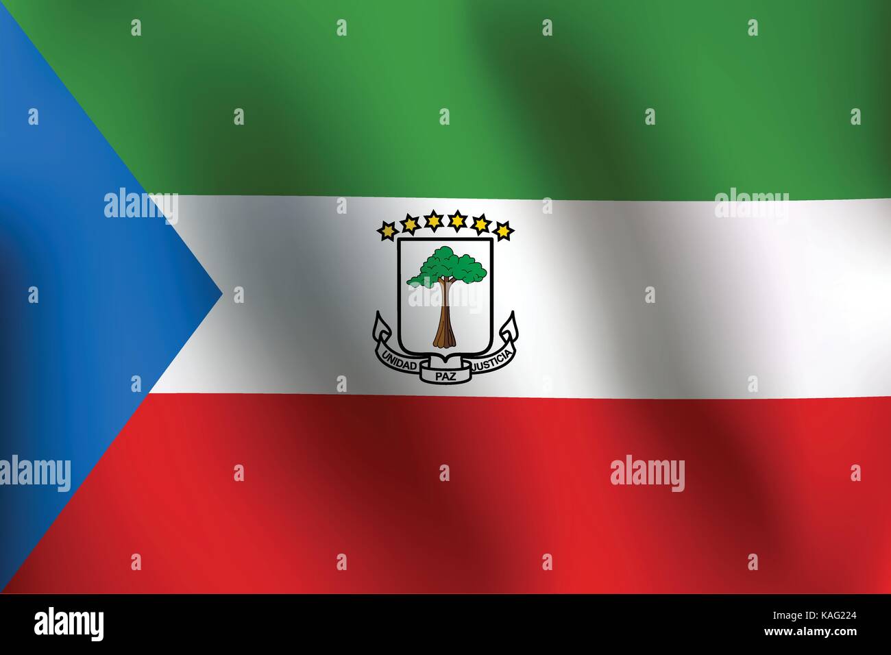 Bandiera della Guinea equatoriale con un po' di sbandieratori, ombreggiatura & Bandiera colori strati separati - Illustrazione Vettoriale Illustrazione Vettoriale