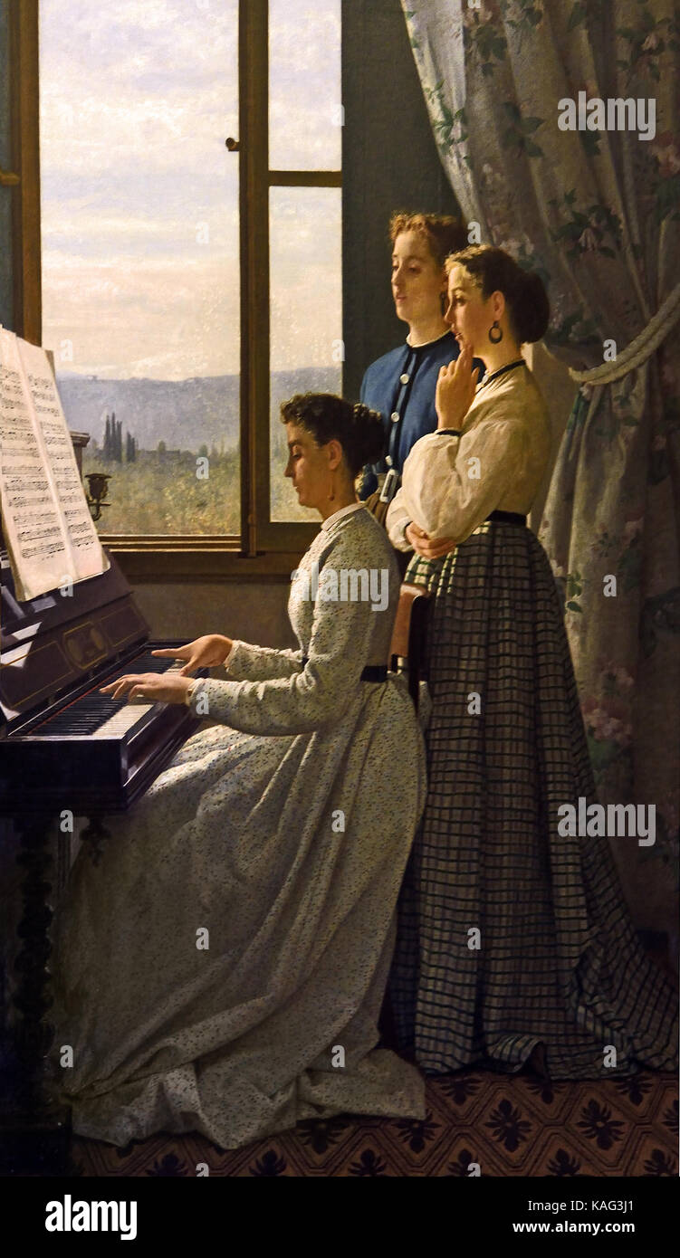 Il canto dello stornello - La canzone di stornelli da Silvestro Lega 1826 - 1895 era un italiano pittore realista. Italia Italiano. Foto Stock