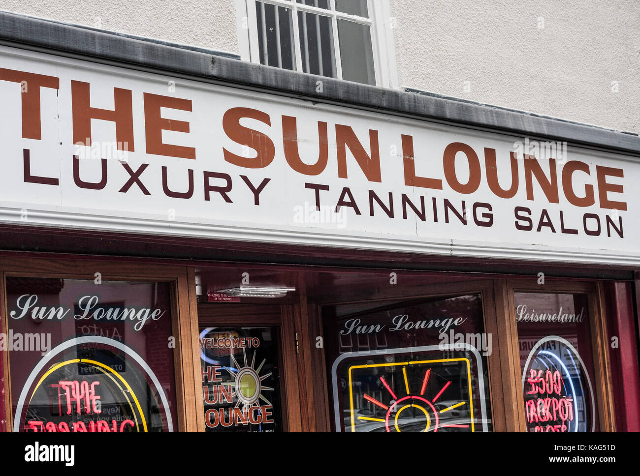 Sun lounge salone di abbronzatura in Norton, Stockton on tees, England, Regno Unito Foto Stock