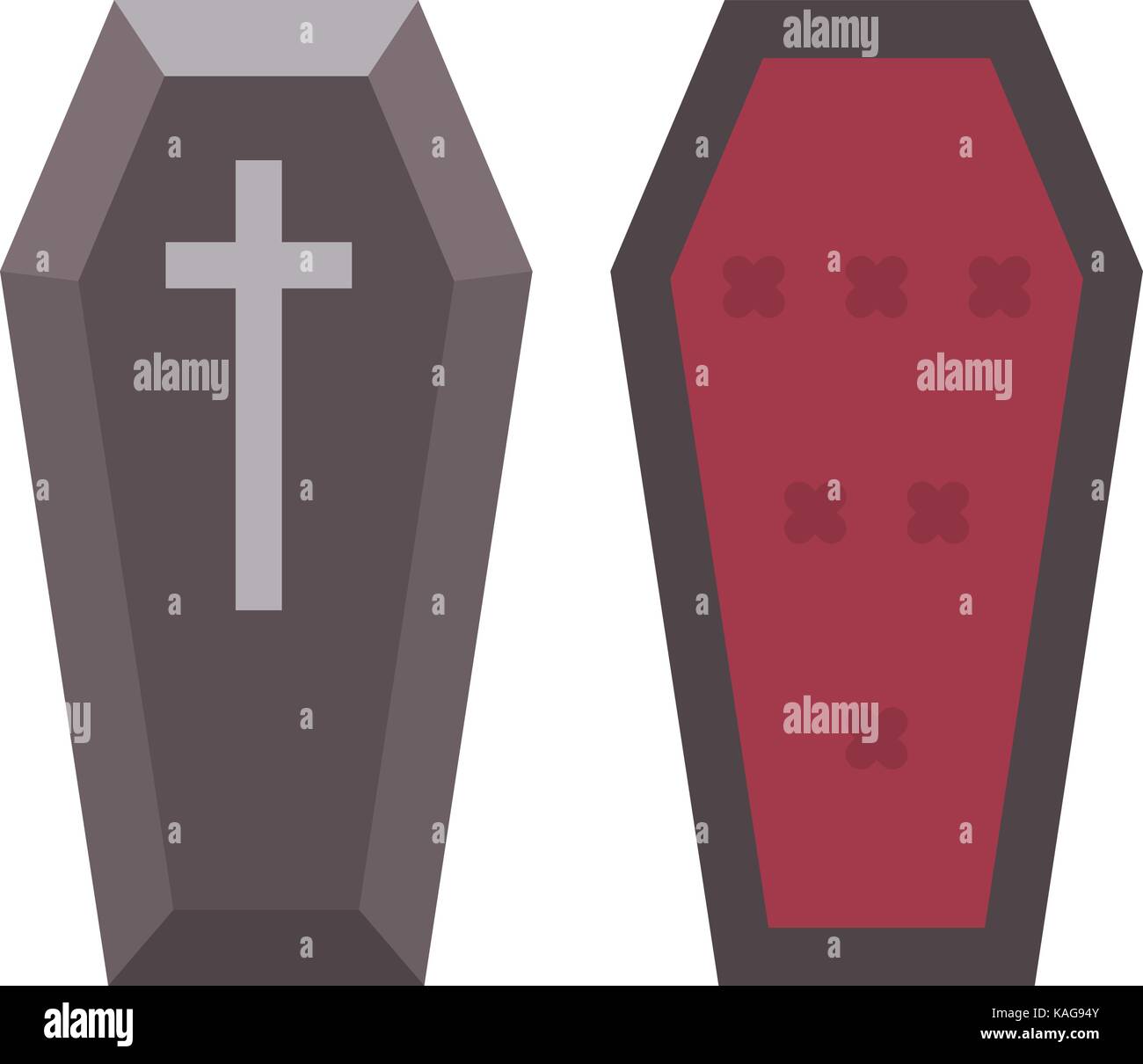 Vampire bara icona piatta. halloween illustrazione del coperchio del feretro e interni Illustrazione Vettoriale