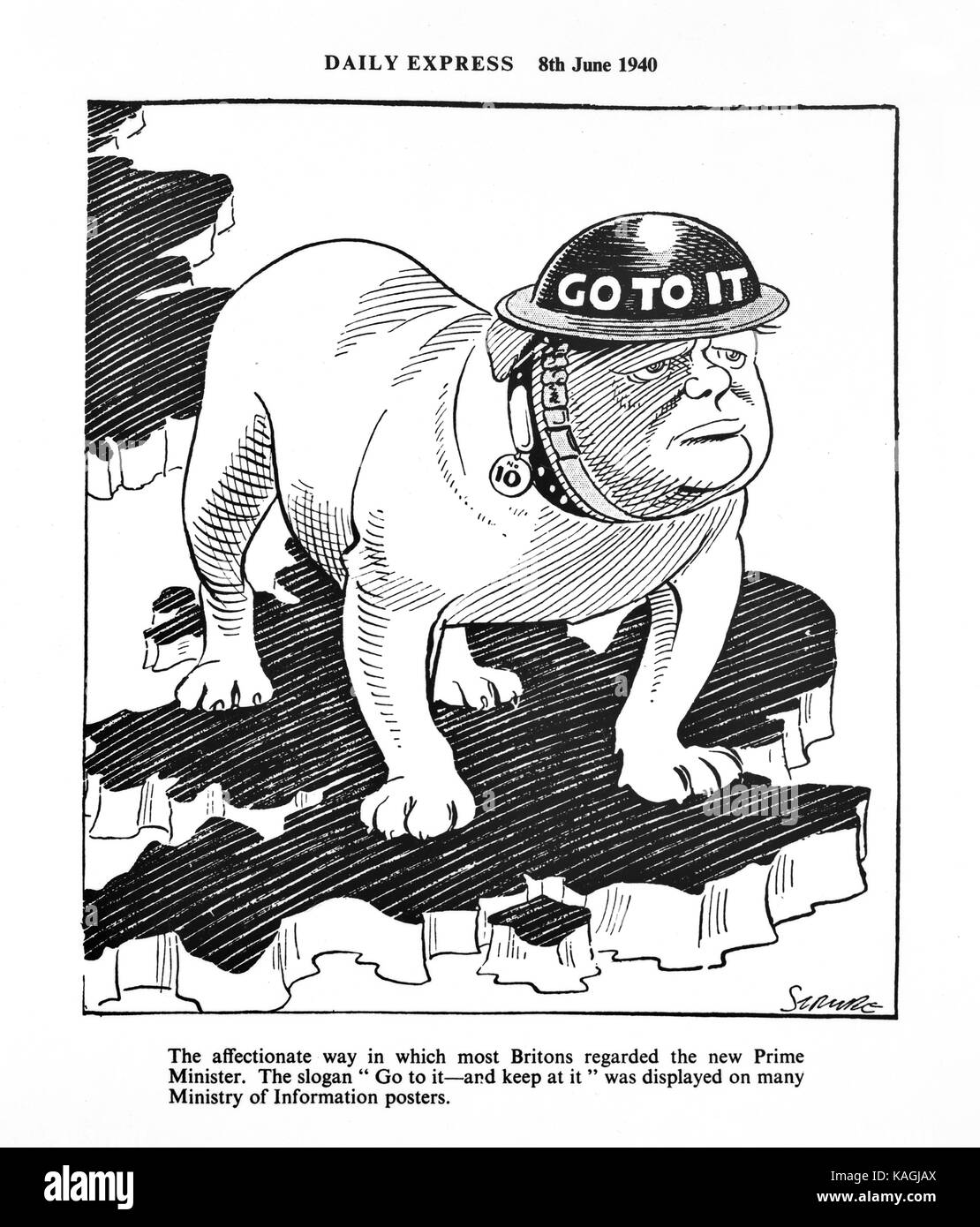 Churchill cartoon. Daily Express 8 Giugno 1940 Foto Stock