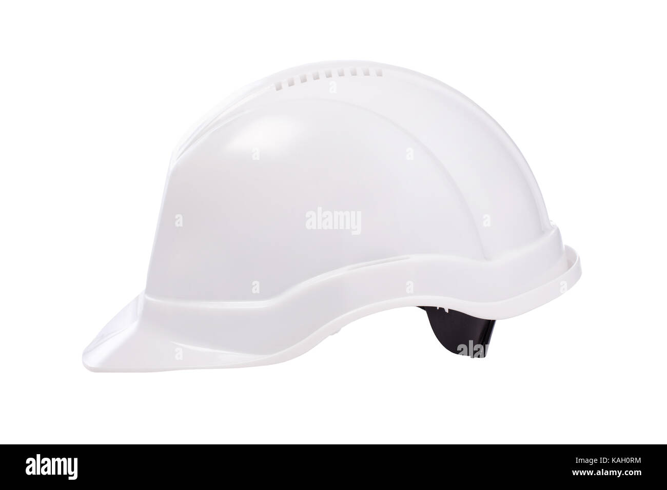 Plastica di sicurezza casco su sfondo bianco Foto Stock