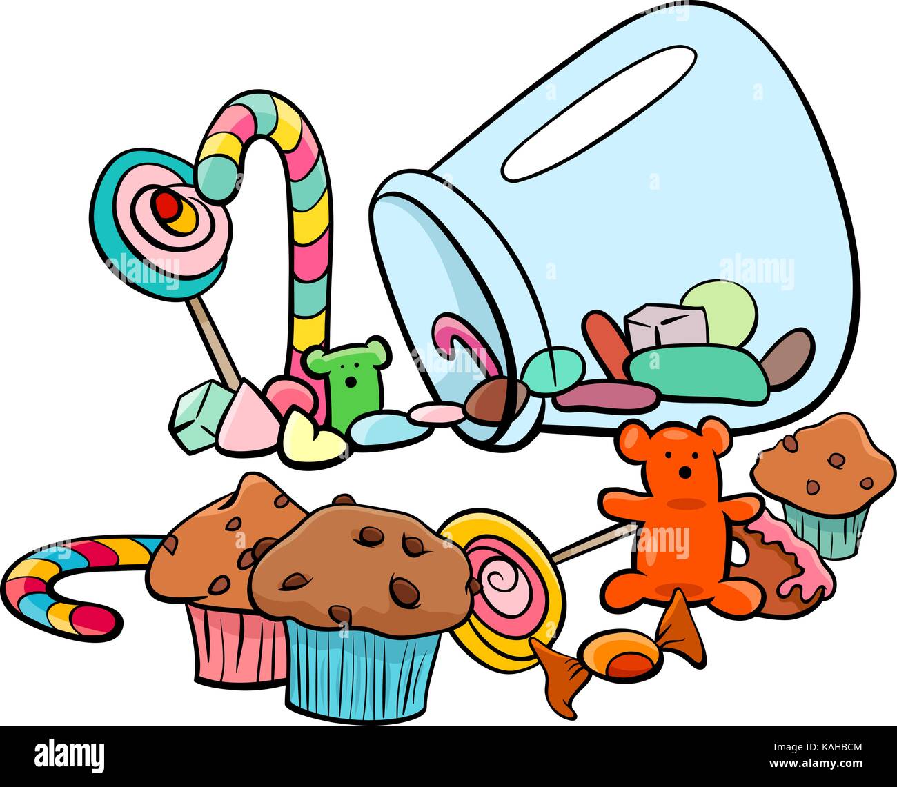 Cartoon illustrazione di cibo dolce come una caramella o torte Illustrazione Vettoriale