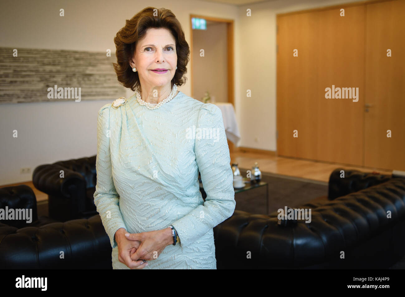 La regina di Svezia silvia, fotografato durante un'intervista a Berlino, Germania, 26 settembre 2017. foto: Gregor fischer/dpa Foto Stock