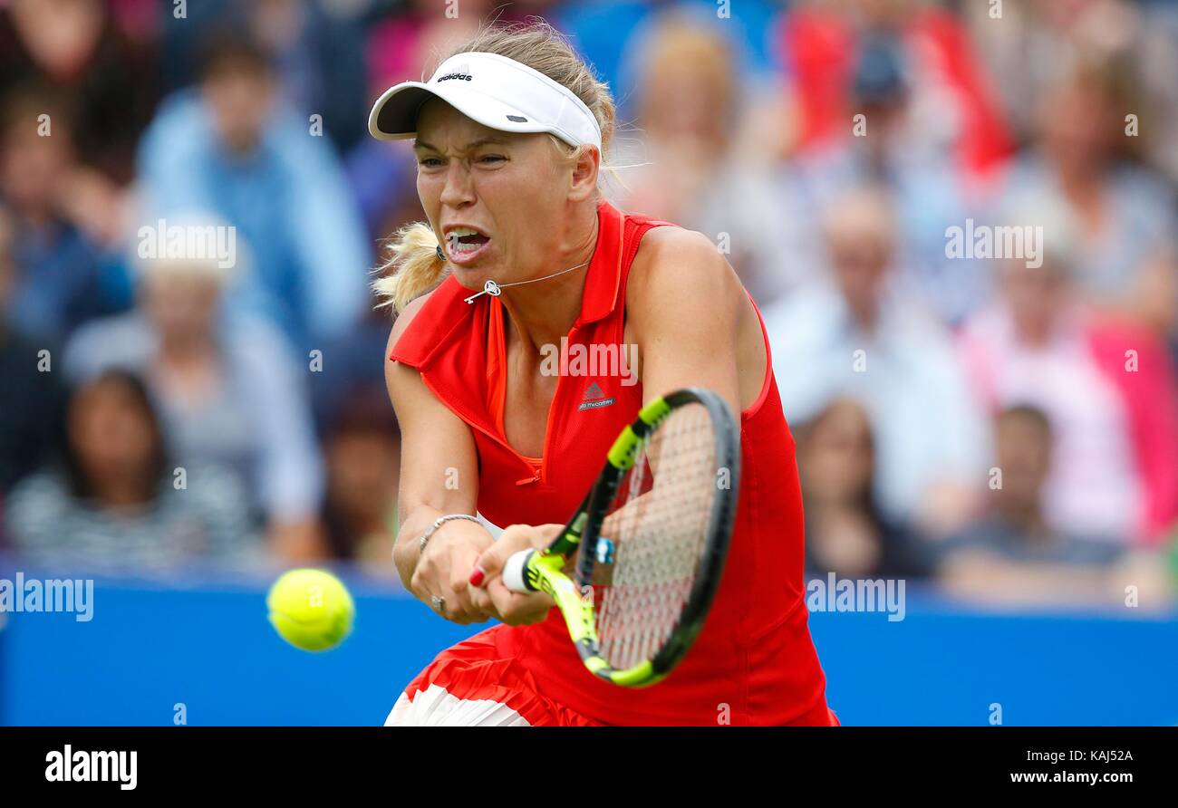 Caroline WOZNIACKI di Danimarca v Karolina Pliskova della Repubblica ceca durante la finale donne del Aegon International in Devonshire Park, Eastbourne. 01 Lug 2017 Foto Stock