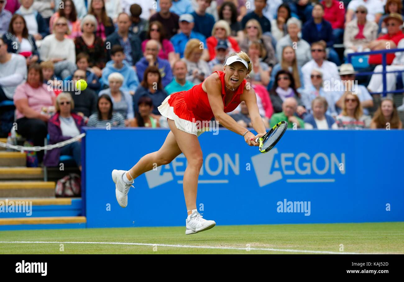 Caroline WOZNIACKI di Danimarca v Karolina Pliskova della Repubblica ceca durante la finale donne del Aegon International in Devonshire Park, Eastbourne. 01 Lug 2017 Foto Stock