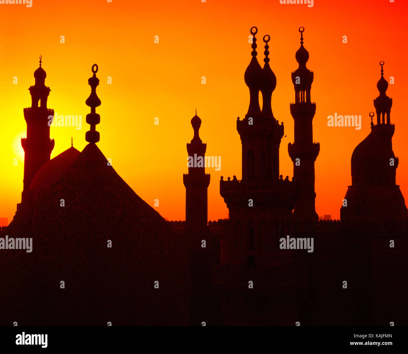 Sultan Moschea Hassan al tramonto, il Cairo, Egitto Foto Stock