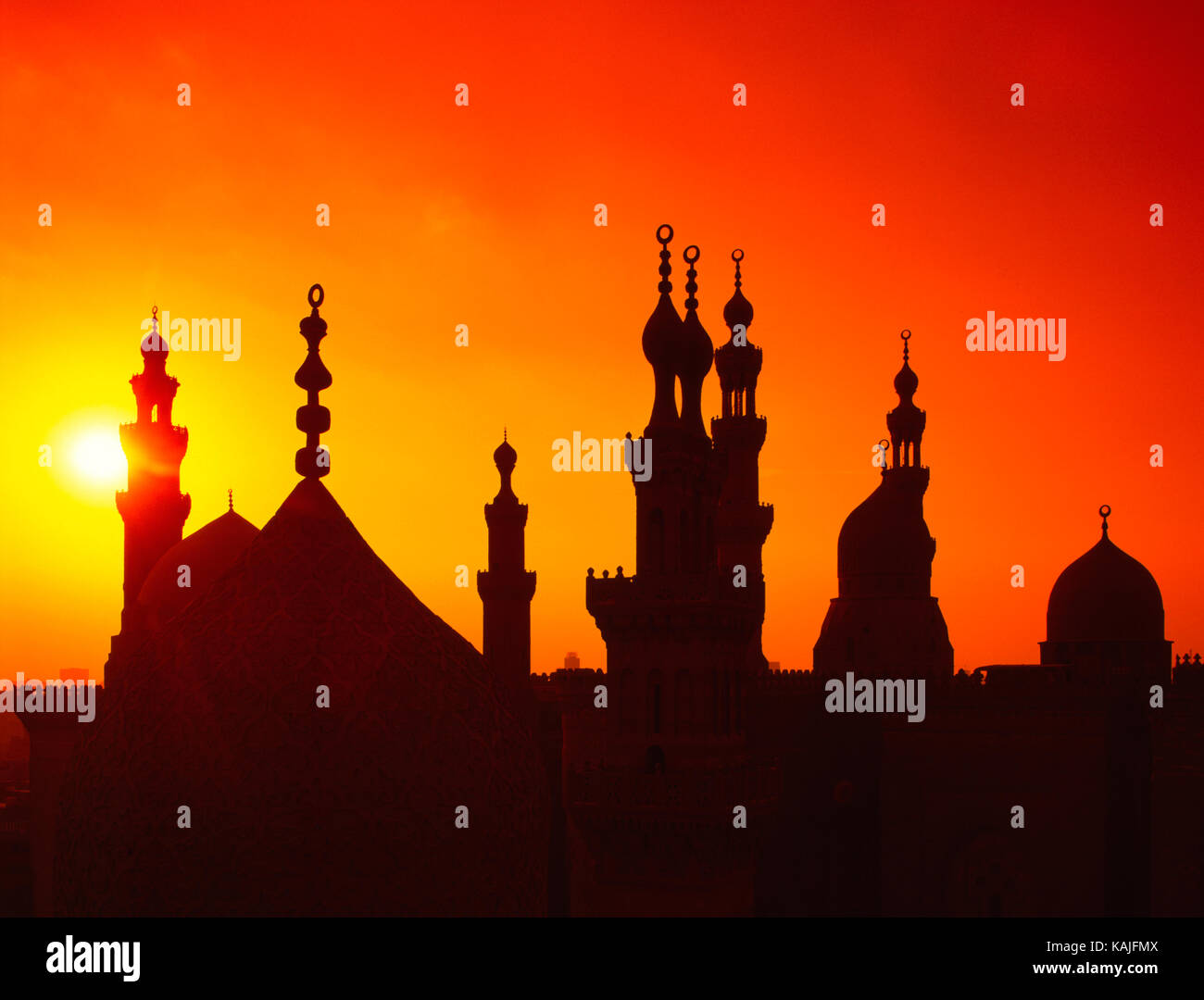 Sultan Moschea Hassan al tramonto, il Cairo, Egitto Foto Stock