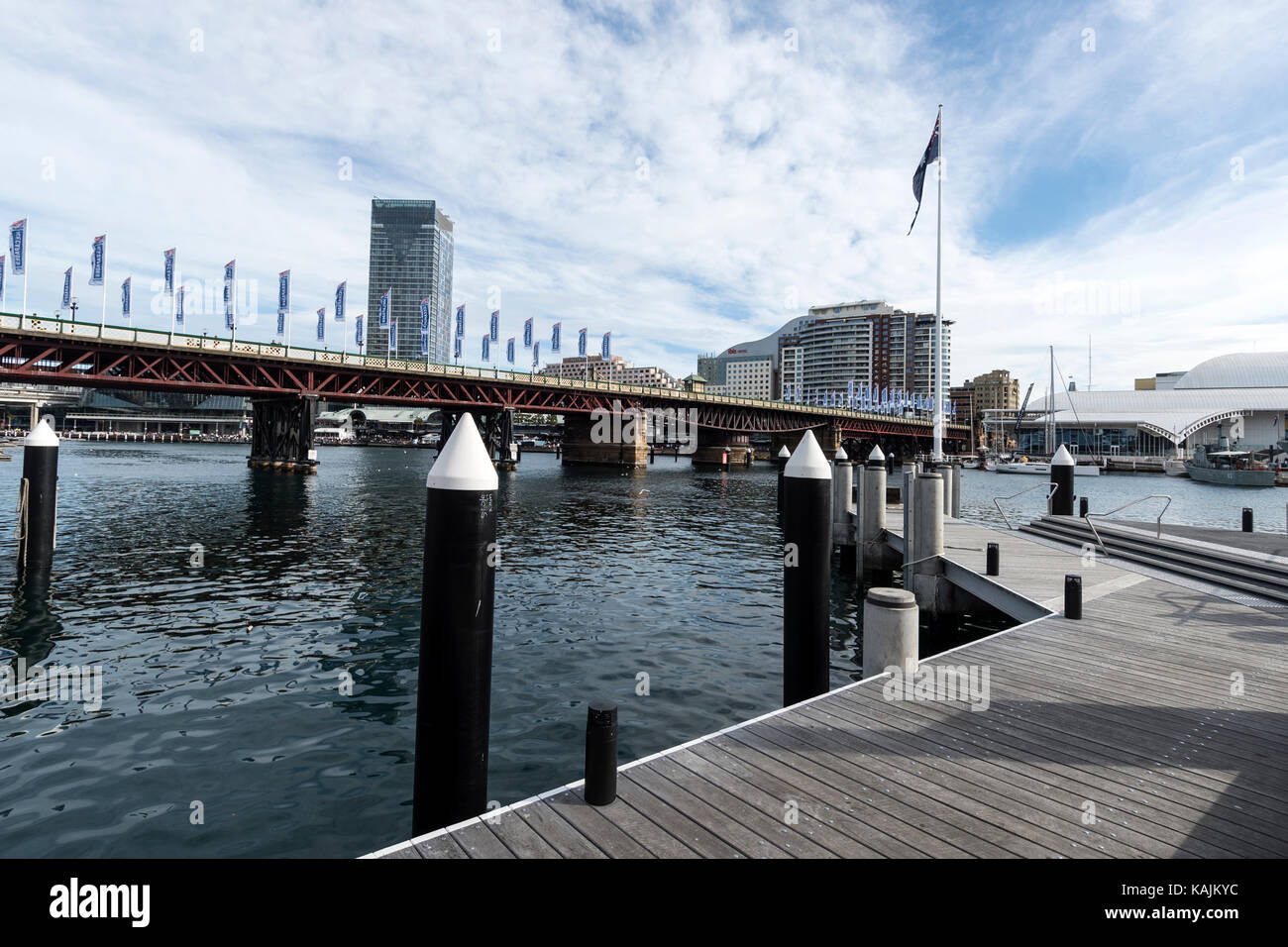 Pyrmont ponte attraverso il Darling Harbour di Sydney, Nuovo Galles del Sud, Australia Foto Stock