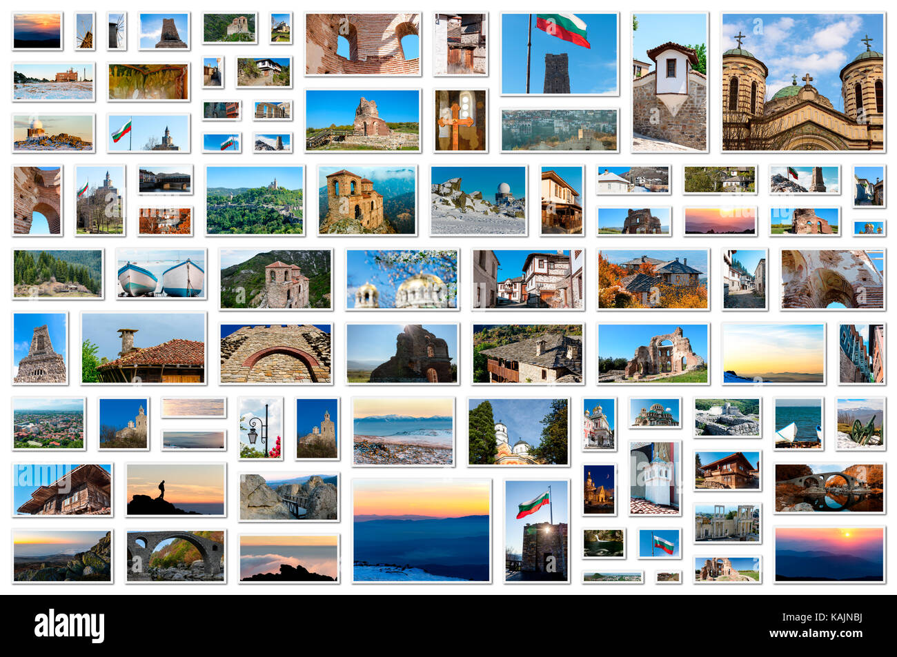 Photo Collage del bulgaro Foto di viaggio - griglia di punti di riferimento e di scene naturali provenienti dalla Bulgaria Foto Stock