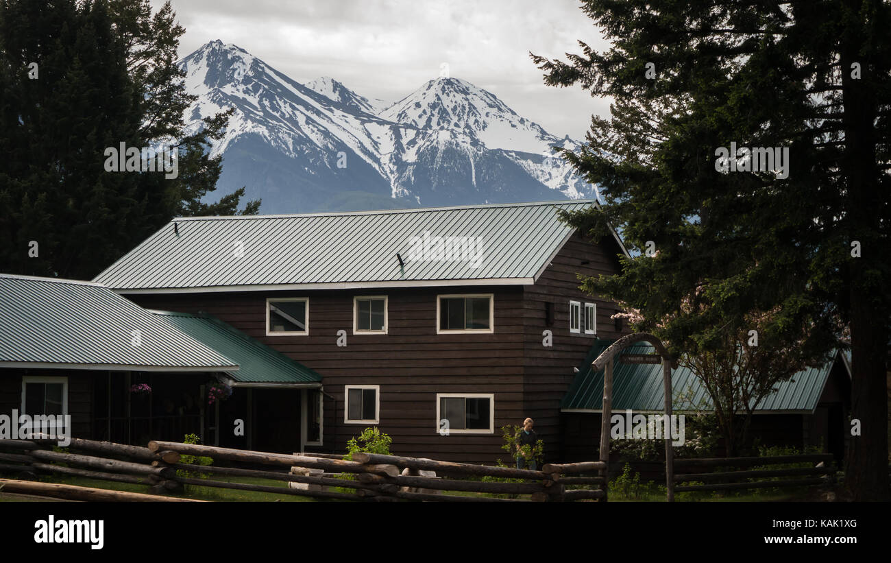 Chilcotin guest ranch con montatura truax nel retro - sud chilcotins/ponte River Valley, British Columbia canada Foto Stock