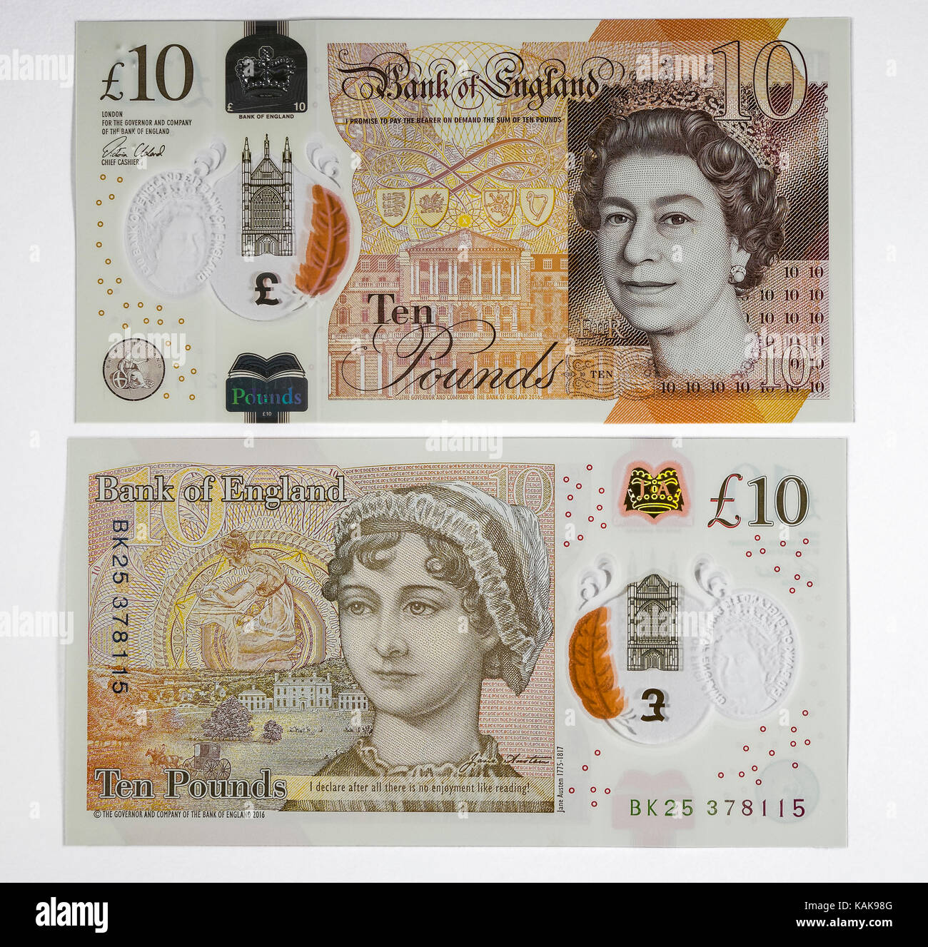 Nuovo dieci pound nota dotato di Jane Austen, unica donna tranne la regina a attualmente in funzione su una banca britannica nota è stata svelata in data 18 luglio 2017 Foto Stock